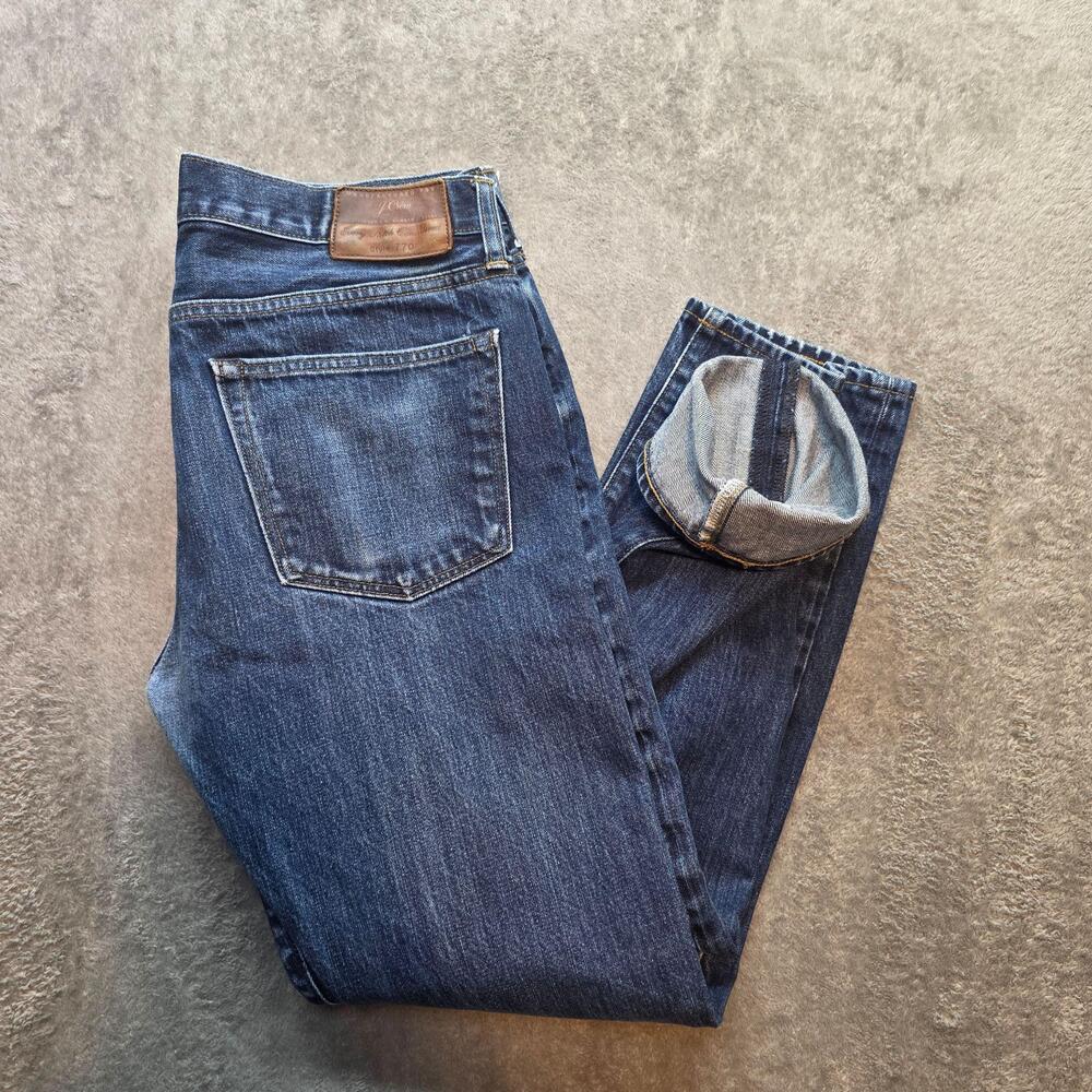 J.Crew 770 Jeans Mens 31x30 Blue Medium Wash Slim Straight Denim Flaw Kaihara